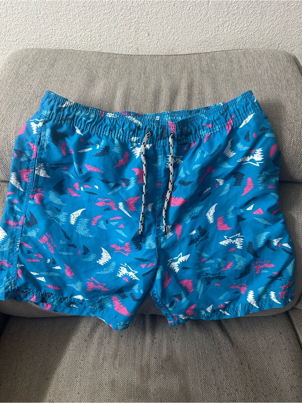 Maui and Sons Turquoise Swim Trunks with Pink & White Accents